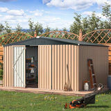 AECOJOY 12' x 10' Metal Storage Shed for Ourdoor, Extra Large Steel Yard Shed (116 Sq.Ft Land) with Design of Lockable Doors, Utility and Tool Storage for Garden, Backyard, Patio, Outside use AECOJOY