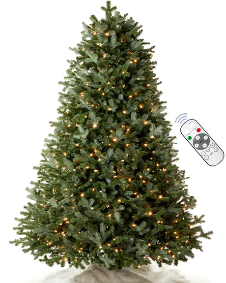 6FT Pre-lit Christmas Tree Premium Artificial Fir Remote Control with 400 Warm White & Multi-Color Lights, Hinged/Feel Real/Realistic/Full Fir Dual Color Xmas Tree 6 Feet Outdoor Festive Holiday Amaoasis