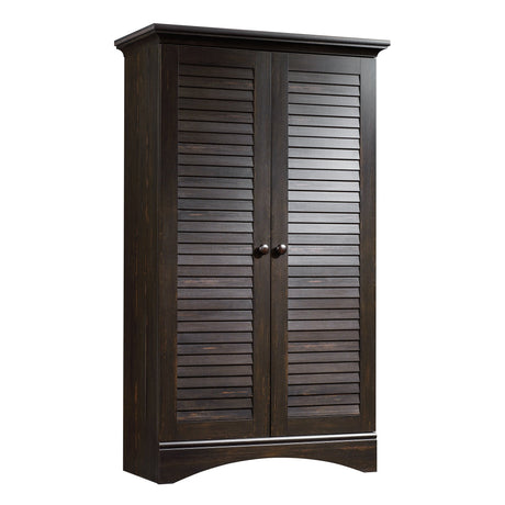 Sauder Harbor View Storage Pantry Cabinet, L: 35.43" x W: 16.73" x H: 61.02", Antiqued Paint finish Sauder