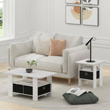 Furinno Andrey Coffee Table with Bin Drawer, White/Black Furinno