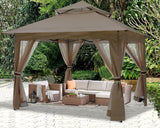 ABCCANOPY Pop Up Gazebo 13x13 - Outdoor Canopy Tent with Mosquito Netting for Patio Garden Backyard (Brown) ABCCANOPY