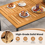 Tangkula 7 Piece Outdoor Dining Set for 6, Acacia Wood Rectangular Dining Table & 6 Armless Chairs w/Metal Frame, Umbrella Hole, Farmhouse Dining Furniture Set for Garden Porch Poolside Tangkula