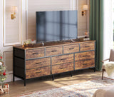 Huuger 63 Inch TV Stand Dresser for Bedroom, Long Dresser with 10 Fabric Drawers, TV Stand for 55, 65, 70 Inch TV, Entertainment Center, Wide Chest of Drawer, Rustic Brown Huuger