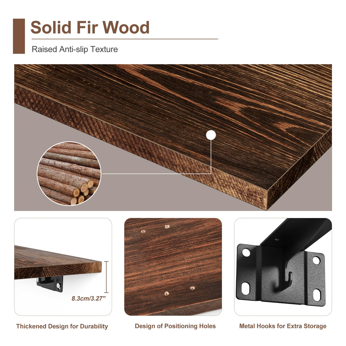 Alsonerbay 36 Inch Floating Shelves for Wall Storage, Wooden Wall Shelves Large Rustic Shelves for Bathroom, Living Room, Bedroom (2 Pack, Dark Brown) Alsonerbay