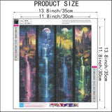 Moon With Castle Waterfall Diamond Painting Kits for Adults,5D Full Drill Mosaic Diamond Art Kits for Beginner, DIY Diamond Dots Paintings With Arts Craft For Adults Home Decor 13.8×13.8Inch SHICERNHJ