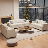 Fiona's magic 5 Seats Sofa Set, 2 Piece Set Comfy Couch, 3 Seater & Loveseat Sofa with Deep Seats for Living Room, Modern Sleeper Couch, White Chenille Fiona's magic