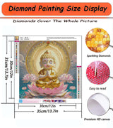 APTDYIGL 5D Lotus Buddha Diamond Painting Kits for Adults Beginner,DIY Buddhism Diamond Art Kits for Adults,Round Full Drill Diamond Dots with Gem Art Kits,Home Wall Decor 13.7X13.7inch APTDYIGL
