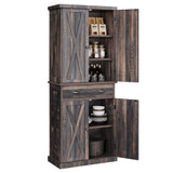 DWVO 72'' Farmhouse Kitchen Pantry, Rustic Wood Kitchen Storage Cabinets with Adjustable Shelves & Drawer, Tall Freestanding Cupboard for Dining Room, Living Room, Dark Gray DWVO