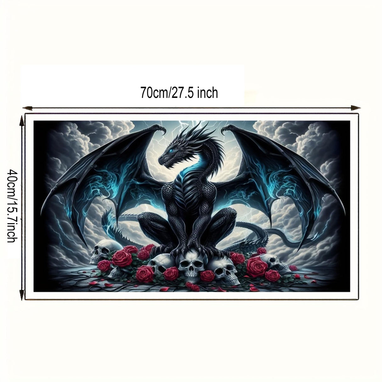 KUFWKEY 5D DIY Dragon Diamond Painting Kits for Adults,Fantasy Animal Art,Skull Gothic Art,Full Round Diamond Art Kits,Diamond Mosaic Emboridery for Home Decor,Big Size 27.5 x 15.7 inches KUFWKEY