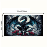 KUFWKEY 5D DIY Dragon Diamond Painting Kits for Adults,Fantasy Animal Art,Skull Gothic Art,Full Round Diamond Art Kits,Diamond Mosaic Emboridery for Home Decor,Big Size 27.5 x 15.7 inches KUFWKEY