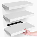 LaVie Home Floating Shelves, 15.6 Inch Wall Shelf Set of 3, Hanging Shelf with Invisible Brackets, Wall Decor for Bathroom, Bedroom, Living Room, Kitchen Storage, Modern White LaVie Home