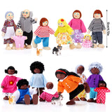 20 Pcs Wooden Dollhouse Family Set of 16 Mini People Figures and 4 Pets, Dollhouse Dolls Wooden Doll Family Cosplay Figures Accessories for Pretend Dollhouse Toy (Cute Style) Skylety