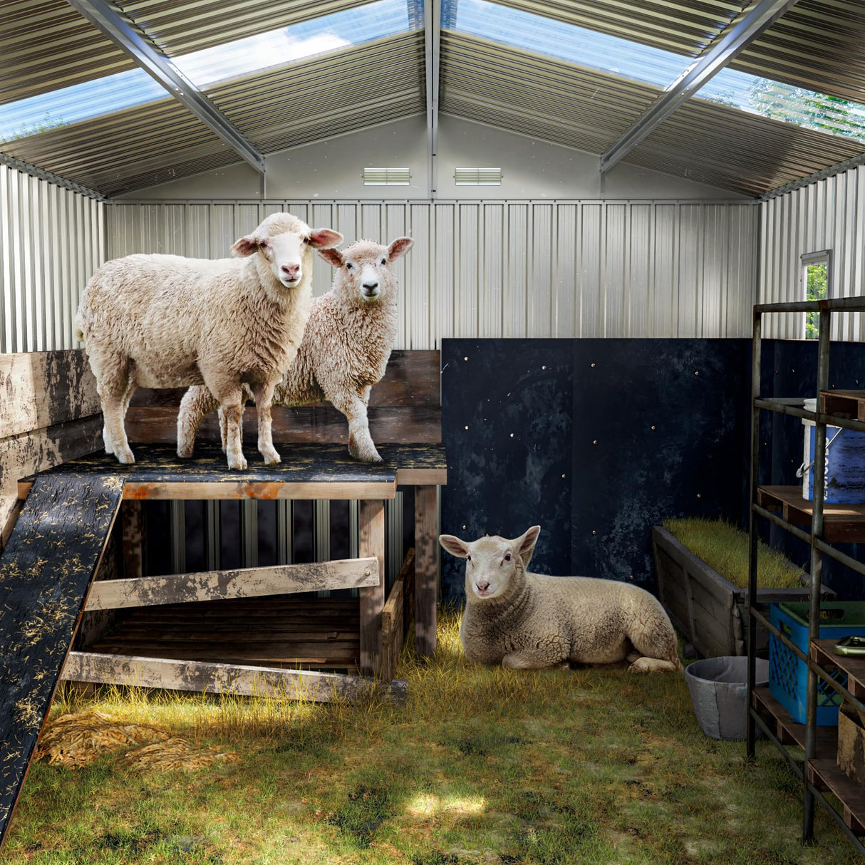 10X12X7.5 FT Outdoor Steel Storage Shed with Lockable Doors, 2 Windows, Transparent Roof Panels, Metal Frame Floor (Wood Panels Not Included), Ideal for Backyard, Patio Storage,Chicken Coop，Brown Mistmo