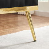 Small Loveseat Sofa, 55.5-inch Modern Sofa Couch with with 2 Side Pockets, Modern Tufted Sofa with Golden Metal Legs, Upholstered Space Saving Love Seat for Living Room, Bedroom, Office, Black KINFFICT