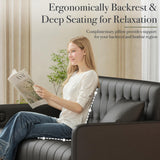 CHYMSUN 57” W Loveseat Sofa, Small Black Faux Leather Couch w/USB Charging Ports, Mid Century Modern Tufted Love Seat Couches, Mini Office Sofa Couch for Small Spaces, Bedroom, Living Room, Apartment CHYMSUN