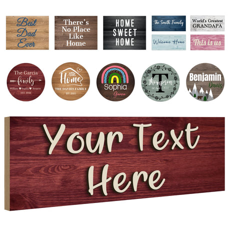 Custom Wood Signs Personalized Family Name Sign for Home Decor 3D Customized Wooden Name Plaques Board with Text for Wall Art Door Kitchen Farmhouse Rustic Welcome Sign Decoration Gift SIMIEEK