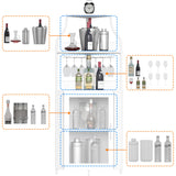 Corner Wine Rack, Bar Cabinet with Glass Holder and Storage Shelves, Baffle Design, Liquor Cabinet with Mesh Door & Adjustable Shelf, Home Bar Furniture for Living Room,Small Space White SLifet