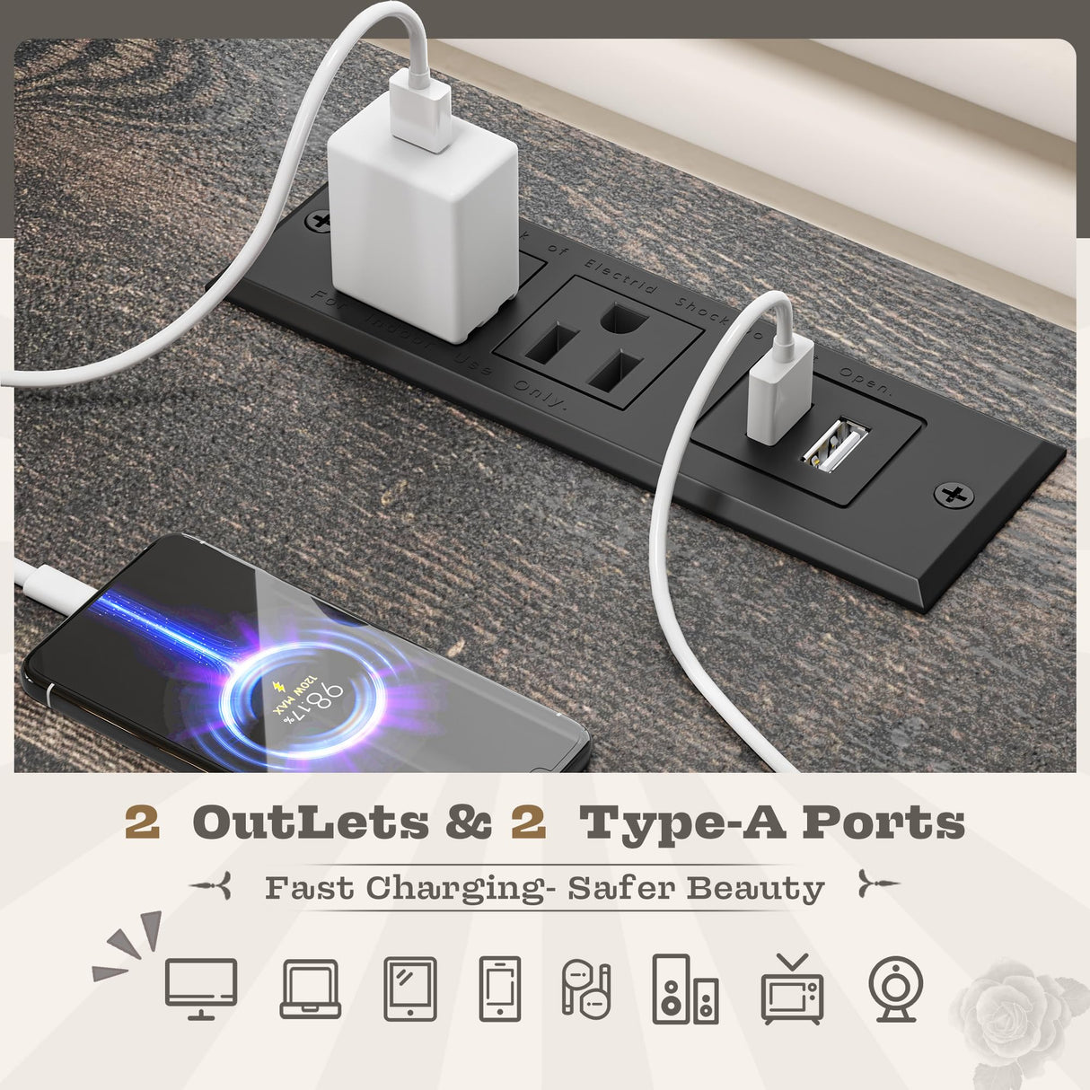 Romorgniz 10 Drawer Dresser for Bedroom, Large Farmhouse Dresser with LED Lights & Charging Station for Bedroom, Rustic Oak Romorgniz