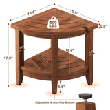 Jekruiet Teak Shower Bench for Corner, 18 inch Shower Chair Stool for Shaving Legs with Storage Shelf,Waterproof Bathroom Bench Seat for Elderly and Disabled Indoor Use Jekruiet