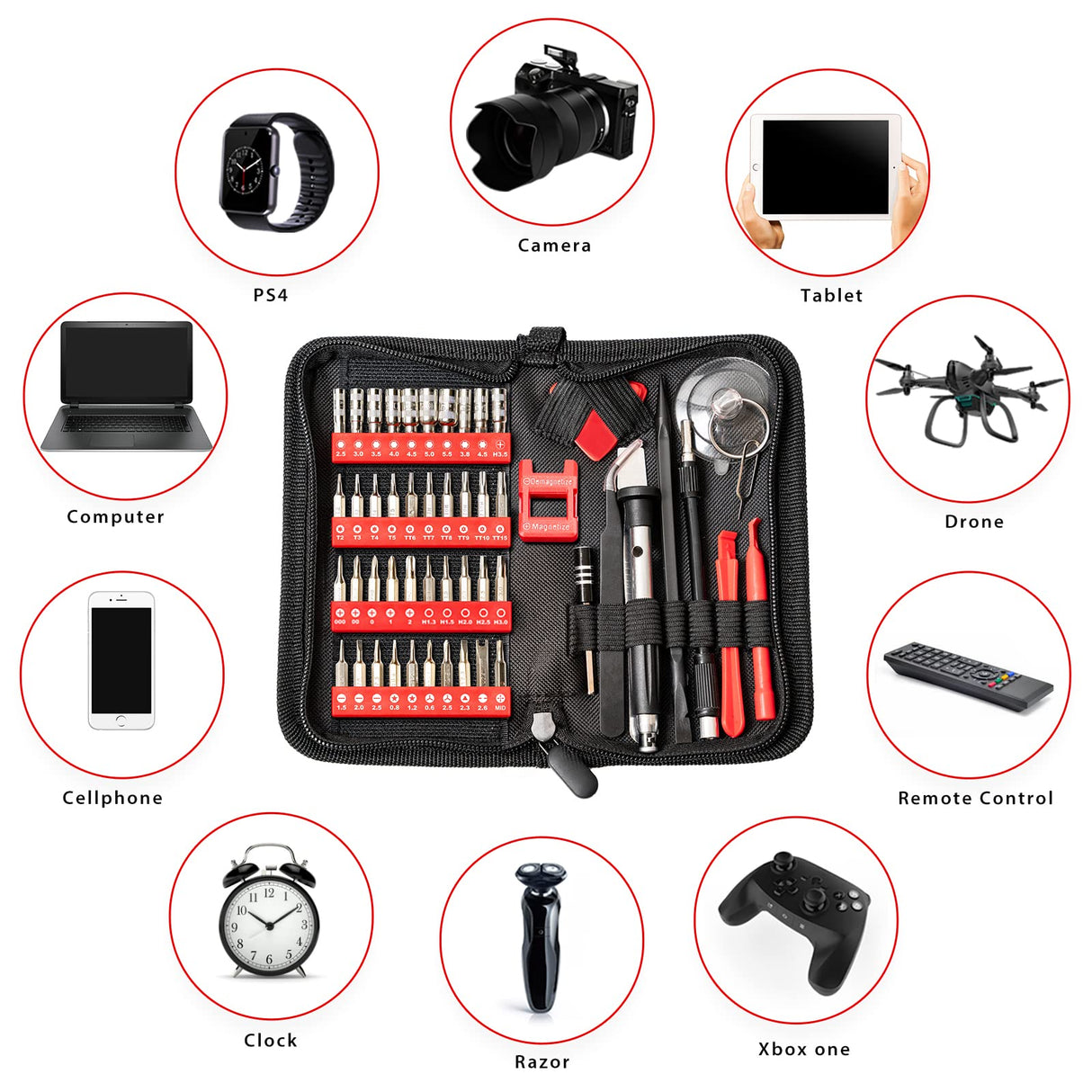 SHARDEN Precision Screwdriver Set 56 in 1 Magnetic Driver Kit Professional Electronics Repair Tool Kit with Portable Bag for iPhone, Smartphone, iPad, PC, Computer, Laptop, Tablet, Game Console, Watch Sharden