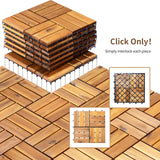 Giantex 10 PCS Interlocking Patio Deck Tiles, 12 x 12in Acacia Hardwood Outdoor Flooring Tiles, 10 sq.ft Wood Composite Deck Flooring Pavers for Outdoor Indoor, Tools Free Assembly, Checker Pattern Giantex