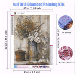 Dlylust Rustic Flower Diamond Art Painting Kits for Adults - Full Drill Diamond Dots Paintings for Beginners, Round 5D Paint with Diamonds Pictures Gem Art Painting Kits DIY Crafts Kits 12x16inch Dlylust