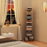 TUTOTAK Vertical Bookshelf, 8-Tier Bookcase, Narrow Spine Book Shelf for Small Space, Corner Standing Shelf for Living Room, Office, Study, Entryway, Rustic Brown BS06BB008 TUTOTAK