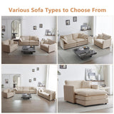 mikibama 41.4" W Single Seat Sofa, Chenille Comfy Deep Upholstered Couch Armchair with Toss Pillow for Living Room Bedroom Office Apartment, Light Coffee mikibama