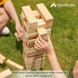 ApudArmis Giant Tumble Tower (Stack from 2Ft to Over 4.2Ft), 54 PCS Pine Wooden Stacking Timber Game with 1 Dice Set - Classic Block Giant Outdoor Game for Teens Adults Family ApudArmis