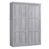 SOFTSEA Full Size Murphy Bed Cabinet, Solid Wood Foldable Wall Bed can be Folded into a Cabinet, Vertical Hideaway Murphy Bed Space-Saving for Guest Room Living Room Bedroom Office, Grey SOFTSEA