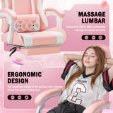 Homall Gaming Chair, Video Game Chair with Footrest and Massage Lumbar Support, Ergonomic Computer Chair Height Adjustable with Swivel Seat and Headrest (Pink) Homall