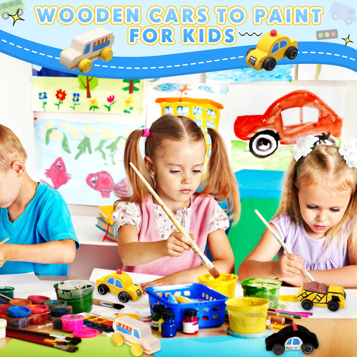 Leyndo 20 Pcs Wood DIY Car Toys Unfinished Wooden Cars Paintable Wood Toys Wooden Crafts for Students Home Activities Craft Projects Easy Woodworking Leyndo