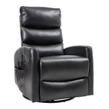 PELUMY Manual Recliner Chair with Heat & Vibration Massage, 360° Swivel Rocker Recliner with 155° Recline and Lumbar Heat, Compact Recliner for Living Room & Small Spaces (Breathable Leather, Black) PELUMY