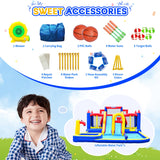 Easyair Deluxe Large Inflatable Water Slide for Big Kids, 20.5 ft L x 16.4 ft W x 7.6 ft H Water Bounce House, Outdoor Blow Up Pool, Climbing Wall, Basketball Hoop, Throw Ball Game, with 950W Blower EASYAIR