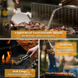 Griddle Accessories Kit, Terlulu 29 PCS Flat Top Grill Accessories for Blackstone and Camp Chef, Metal Spatula Set with Burger Press, Melting Dome, Scraper, Tongs, Carry Bag for Outdoor Grilling BBQ Terlulu