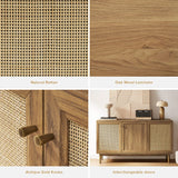 mopio Haylee Sideboard, Modern Farmhouse Boho Accent Buffet Storage Cabinet, Natural Rattan Doors, Console Table, Credenza, Media Cabinet, Adjustable Shelves for Kitchen, Coffee Bar, Living Room, Oak mopio