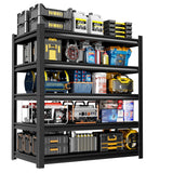 Welfiya 72" H Garage Shelving,5-Tier Heavy Duty Shelving Unit,3000LBS Adjustable Metal Storage Shelves,Storage Rack Units for Industrie,Shed,Warehouse,Basement,Black,48" W x 24" D x 72" H Welfiya