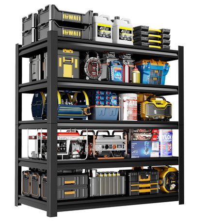 Welfiya 72" H Garage Shelving,5-Tier Heavy Duty Shelving Unit,3000LBS Adjustable Metal Storage Shelves,Storage Rack Units for Industrie,Shed,Warehouse,Basement,Black,48" W x 24" D x 72" H Welfiya