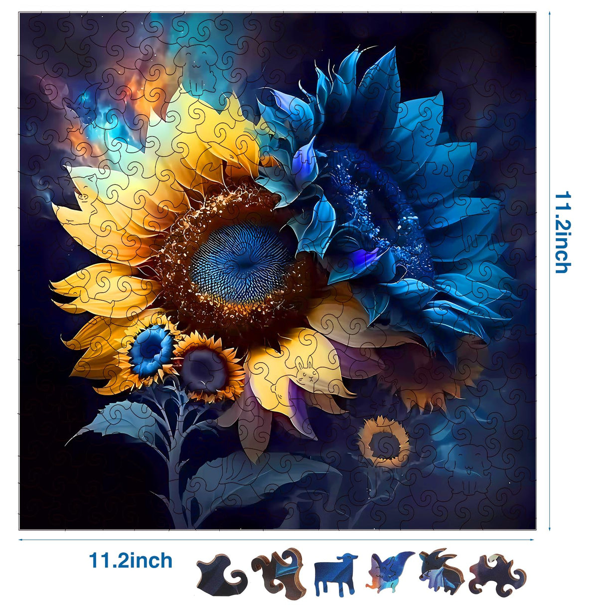 Wooden Puzzle for Adults, 248 Piece Unique Animal Shaped Wooden Jigsaw Puzzles, Wooden Puzzle Adults Family Game Gift for Adults and Teenagers (11.2 * 11.2in) Jozutoyz