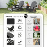 NAVINE Adjustable Adirondack Chair Set of 2 with Ottoman, Folding Adirondack Chair, HDPE Adirondack Chair with Multifunctional Cup Holder Trays for Deck, Terrace, Patio, Poolside, Fire Pit. NAVINE