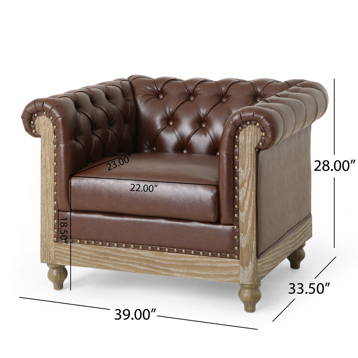 Christopher Knight Home Castalia Club Chair, Dark Brown + Natural 33.5D x 39W x 28H Inch Christopher Knight Home