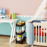 Buzowruil Rolling Storage Cart 3 Tier Organizer Mobile Shelving Unit Storage Rolling Utility Cart with Wheels for Kitchen Bathroom Laundry,Black Buzowruil