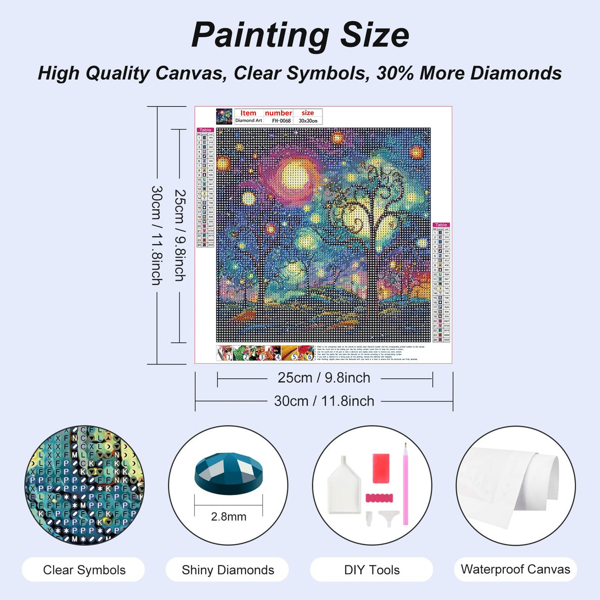FHBUBPUP Starry Sky Diamond Painting Kits for Adults, Starry Night Scenery Diamond Art Kits for Beginners, 5D DIY Full Drill Round Gem Art, Paint with Diamond Beads Craft Home Wall Decor 12x12 inch FHBUBPUP