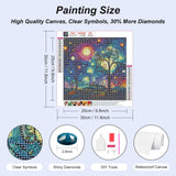 FHBUBPUP Starry Sky Diamond Painting Kits for Adults, Starry Night Scenery Diamond Art Kits for Beginners, 5D DIY Full Drill Round Gem Art, Paint with Diamond Beads Craft Home Wall Decor 12x12 inch FHBUBPUP