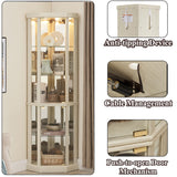nifoti 69" H Lighted Curio Cabinet Corner Display Case,Corner Glass Cabinet with Tempered Glass Door and Adjustable Shelves,Wooden Corner Curio Cabinet with Mirrored Back Pane(Style 1 - Antique White) nifoti