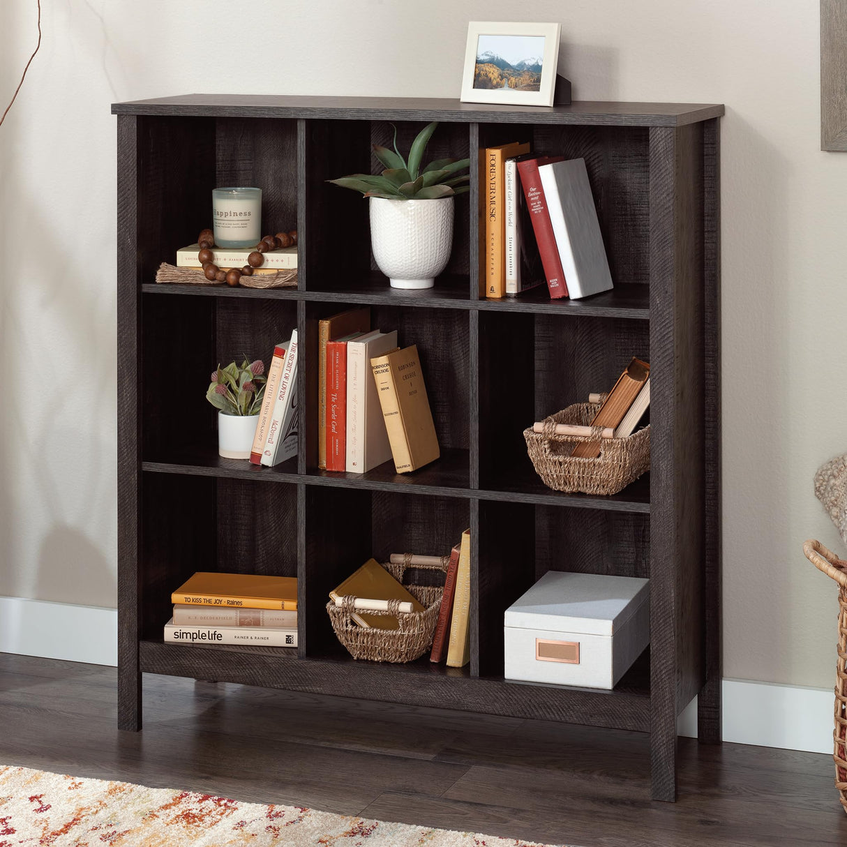 Sauder Miscellaneous Storage 9 Cube Storage Bookcase, Blade Walnut Finish Sauder