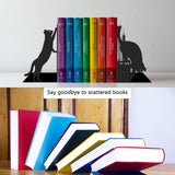 Gift for Dad, Cat Book Ends for Shelves, Decorative Book Ends with Pen Holder, Fun Unique Bookends, Cool Black Cat Bookends, Home Office Desk Bookshelf Decor, for Dad and Lover ENCIMART