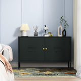 WISUNO Metal Accent Storage Cabinet for Bed Room,Living Room,Home,Hotel,Office,Garage,2-Tier, Removable Shelf (2 Door Accent Cabinet, Black) WISUNO