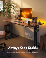 FEZIBO Electric Standing Desk, Height Adjustable Stand up, 48 x 24 Inches Sit Stand Home Office, Computer Desk, Black Walnut FEZIBO