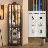 CKEASEAN 72" H Lighted Curio Cabinet with Light Blub, Glass Display Cabinet with 6 Adjustable Shelves, Tempered Glass Doors, Corner Wine Cabinet Storage Rack for Bar and Liquor Storage (Dark Cherry) CKEASEAN